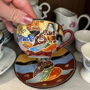 Artistic Multicolor Ceramic Tea Cup and Saucer
